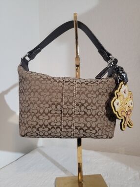 Coach Brown Mini Soho Signature Monogram Canvas Hobo Top Handle Bag